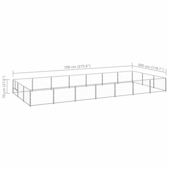 Hondenkennel 21 m&sup2; staal zilverkleurig 6