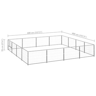 Hondenkennel 16 m&sup2; staal zilverkleurig 6