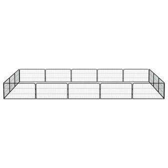 Hondenkennel 16 panelen 100x50 cm gepoedercoat staal zwart 2