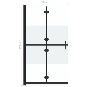 Inloopdouchewand inklapbaar 70x190 cm ESG-glas halfmat 7