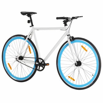 Fiets met vaste versnelling 700 c 51 cm wit en blauw 2