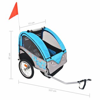 Fietstrailer 30 kg grijs en blauw 6