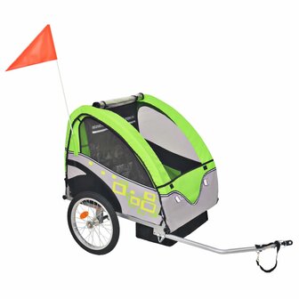 Fietstrailer 30 kg grijs en groen 1