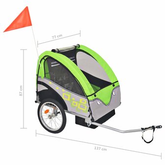 Fietstrailer 30 kg grijs en groen 6