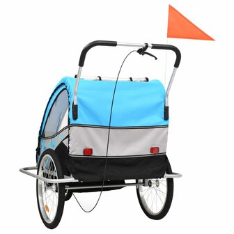 Fietstrailer en kinderwagen 2-in-1 blauw en grijs 4