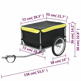 Fietstrailer 65 kg zwart en geel 6