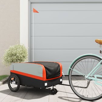 Fietstrailer 45 kg ijzer zwart en oranje 1
