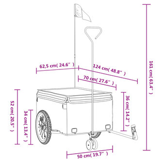 Fietstrailer 45 kg ijzer zwart en grijs 12