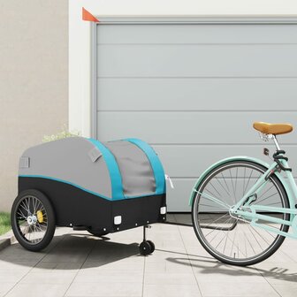 Fietstrailer 45 kg ijzer zwart en blauw 1