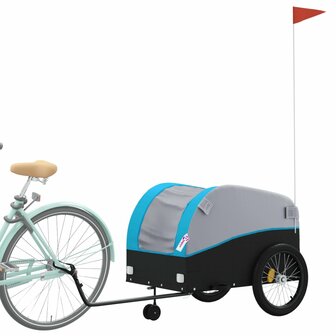 Fietstrailer 45 kg ijzer zwart en blauw 3