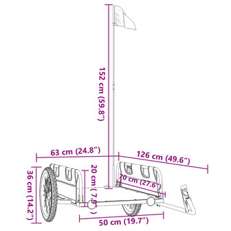 Fietstrailer oxford stof en ijzer grijs 11