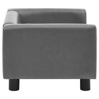 Hondenbank 60x43x30 cm pluche en kunstleer grijs 5