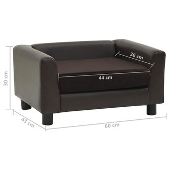 Hondenbank 60x43x30 cm pluche en kunstleer bruin 10