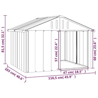 Hondenhok 116,5x103x81,5 cm gegalvaniseerd staal grijs 5