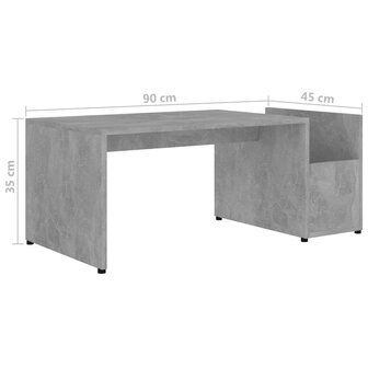 Salontafel 90x45x35 cm bewerkt hout betongrijs 6