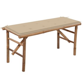 Tuinbank inklapbaar met kussen 118 cm bamboe 1