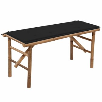 Tuinbank inklapbaar met kussen 118 cm bamboe 1