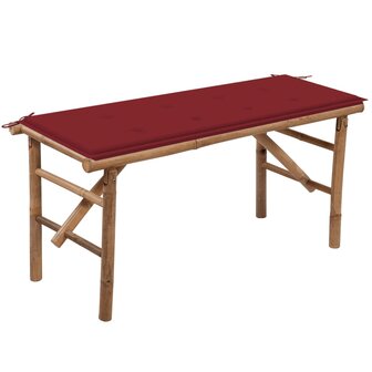 Tuinbank inklapbaar met kussen 118 cm bamboe 1