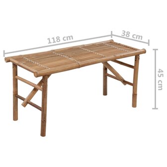 Tuinbank inklapbaar met kussen 118 cm bamboe 8