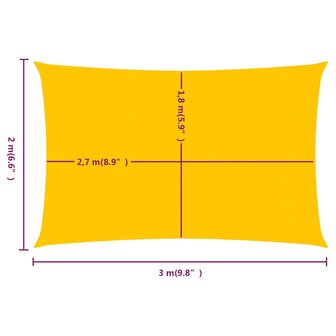 Zonnezeil 160 g/m&sup2; rechthoekig 2x3 m HDPE geel 6