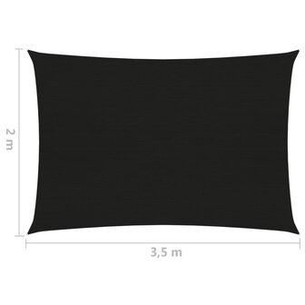 Zonnezeil 160 g/m&sup2; 2x3,5 m HDPE zwart 6