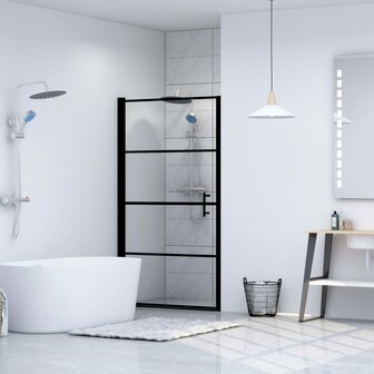 Douchedeur 100x178 cm gehard glas zwart 1