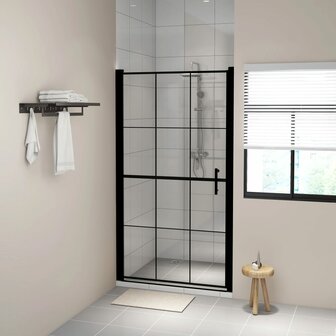 Douchedeur 100x178 cm gehard glas zwart 1
