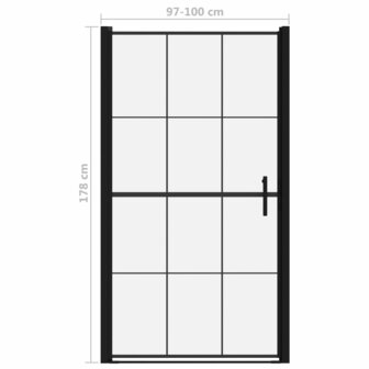 Douchedeur 100x178 cm gehard glas zwart 5