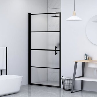 Douchedeur halfmat 100x178 cm gehard glas zwart 1