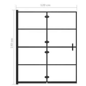 Douchewand inklapbaar 120x140 cm ESG zwart 9