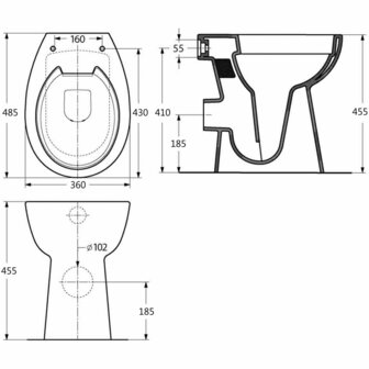 Toilet verhoogd 7 cm soft-close randloos keramiek zwart 10