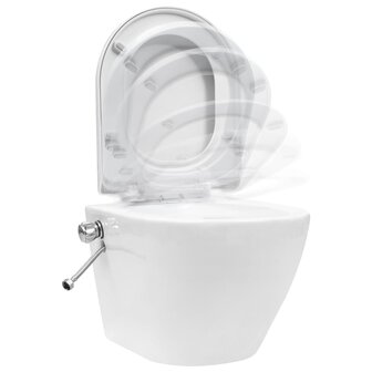 Hangend toilet randloos met bidetfunctie keramiek wit 3