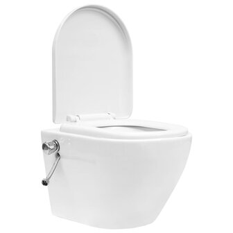 Hangend toilet randloos met bidetfunctie keramiek wit 5