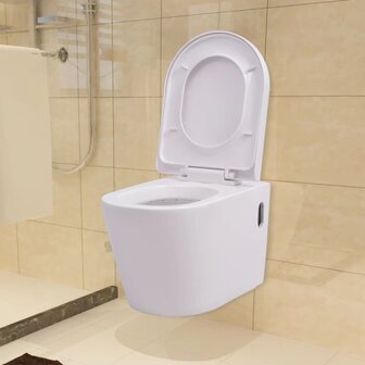 Hangend toilet met verborgen stortbak keramiek wit 2