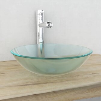 Wasbak gehard glas 42 cm matglas 1