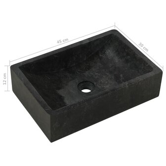 Gootsteen 45x30x12 cm marmer hoogglans zwart 8