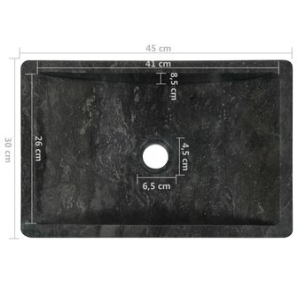 Gootsteen 45x30x12 cm marmer hoogglans zwart 9