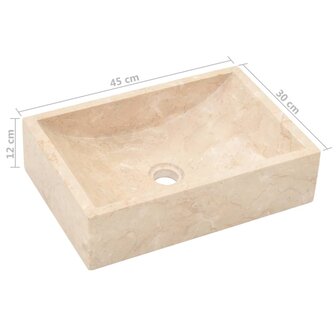 Gootsteen 45x30x12 cm marmer hoogglans cr&egrave;mekleurig 8