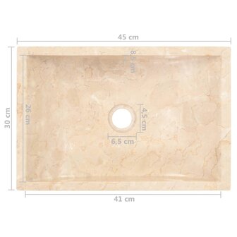 Gootsteen 45x30x12 cm marmer hoogglans cr&egrave;mekleurig 9