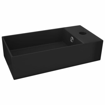 Wastafel met overloop keramiek matzwart 2