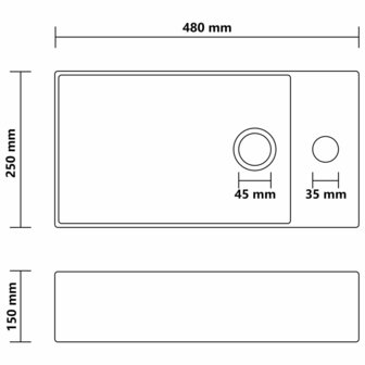 Wastafel met overloop keramiek matzwart 7