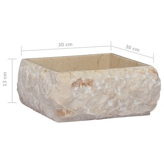 Gootsteen 30x30x13 cm marmer cr&egrave;mekleurig 6