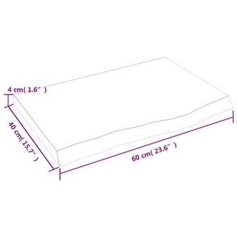 Wastafelblad 60x40x(2-4) cm onbehandeld massief hout 8