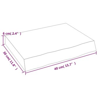Wastafelblad 40x30x(2-6) cm behandeld massief hout lichtbruin 8