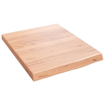 Wastafelblad 40x50x(2-4) cm behandeld massief hout lichtbruin 2