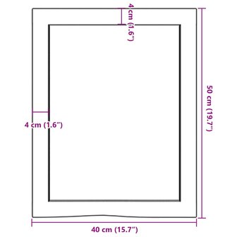 Wastafelblad 40x50x(2-4) cm behandeld massief hout lichtbruin 9