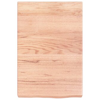 Wastafelblad 40x60x(2-6) cm behandeld massief hout lichtbruin 3