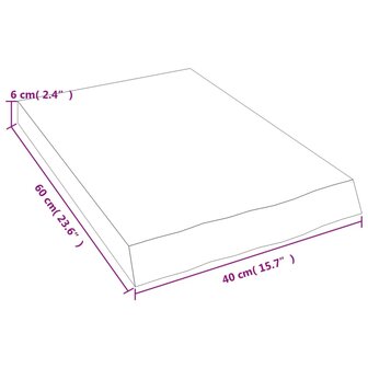Wastafelblad 40x60x(2-6) cm behandeld massief hout lichtbruin 8
