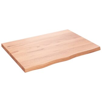 Wastafelblad 80x60x(2-4) cm behandeld massief hout lichtbruin 2