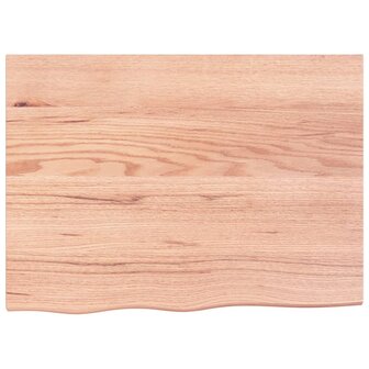 Wastafelblad 80x60x(2-4) cm behandeld massief hout lichtbruin 3